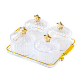 Maxbell Divided Serving Dishes Dried Fruit Tray with Lid for Cookies Dried Fruit Nut 4 Grid