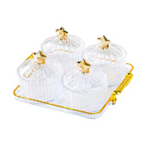 Maxbell Divided Serving Dishes Dried Fruit Tray with Lid for Cookies Dried Fruit Nut 4 Grid