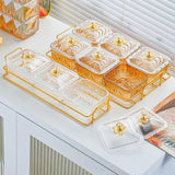 Maxbell Divided Serving Dishes Nut and Candy Serving Tray for Candy Appetizer Snacks 3 Grid Gold