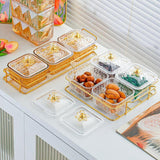 Maxbell Divided Serving Dishes Nut and Candy Serving Tray for Candy Appetizer Snacks 3 Grid Gold