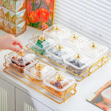 Maxbell Divided Serving Dishes Nut and Candy Serving Tray for Candy Appetizer Snacks 3 Grid Gold