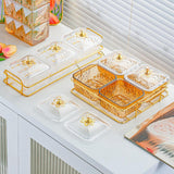 Maxbell Divided Serving Dishes Nut and Candy Serving Tray for Candy Appetizer Snacks 3 Grid Gold