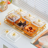 Maxbell Divided Serving Dishes Nut and Candy Serving Tray for Candy Appetizer Snacks 3 Grid Gold