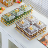 Maxbell Divided Serving Dishes Nut and Candy Serving Tray for Candy Appetizer Snacks 3 Grid Gold