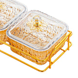 Maxbell Divided Serving Dishes Nut and Candy Serving Tray for Candy Appetizer Snacks 3 Grid Gold