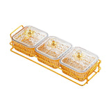 Maxbell Divided Serving Dishes Nut and Candy Serving Tray for Candy Appetizer Snacks 3 Grid Gold
