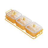 Maxbell Divided Serving Dishes Nut and Candy Serving Tray for Candy Appetizer Snacks 3 Grid Gold
