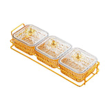 Maxbell Divided Serving Dishes Nut and Candy Serving Tray for Candy Appetizer Snacks 3 Grid Gold