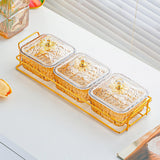Maxbell Divided Serving Dishes Nut and Candy Serving Tray for Candy Appetizer Snacks 3 Grid Gold