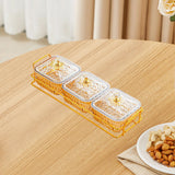 Maxbell Divided Serving Dishes Nut and Candy Serving Tray for Candy Appetizer Snacks 3 Grid Gold