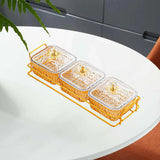 Maxbell Divided Serving Dishes Nut and Candy Serving Tray for Candy Appetizer Snacks 3 Grid Gold