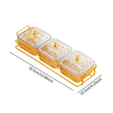 Maxbell Divided Serving Dishes Nut and Candy Serving Tray for Candy Appetizer Snacks 3 Grid Gold