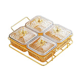 Maxbell Divided Serving Dishes Nut and Candy Serving Tray for Candy Appetizer Snacks 4 Grid Gold