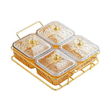 Maxbell Divided Serving Dishes Nut and Candy Serving Tray for Candy Appetizer Snacks 4 Grid Gold