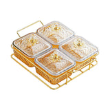 Maxbell Divided Serving Dishes Nut and Candy Serving Tray for Candy Appetizer Snacks 4 Grid Gold