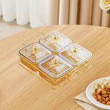 Maxbell Divided Serving Dishes Nut and Candy Serving Tray for Candy Appetizer Snacks 4 Grid Gold