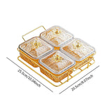 Maxbell Divided Serving Dishes Nut and Candy Serving Tray for Candy Appetizer Snacks 4 Grid Gold