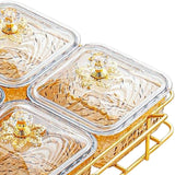 Maxbell Divided Serving Dishes Nut and Candy Serving Tray for Candy Appetizer Snacks 4 Grid Gold