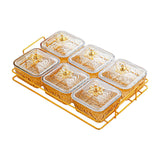 Maxbell Divided Serving Dishes Nut and Candy Serving Tray for Candy Appetizer Snacks 6 Grid Gold