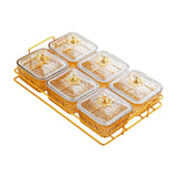 Maxbell Divided Serving Dishes Nut and Candy Serving Tray for Candy Appetizer Snacks 6 Grid Gold