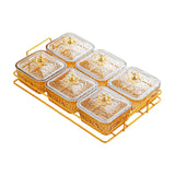 Maxbell Divided Serving Dishes Nut and Candy Serving Tray for Candy Appetizer Snacks 6 Grid Gold
