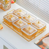 Maxbell Divided Serving Dishes Nut and Candy Serving Tray for Candy Appetizer Snacks 6 Grid Gold