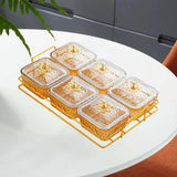 Maxbell Divided Serving Dishes Nut and Candy Serving Tray for Candy Appetizer Snacks 6 Grid Gold