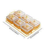 Maxbell Divided Serving Dishes Nut and Candy Serving Tray for Candy Appetizer Snacks 6 Grid Gold