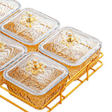Maxbell Divided Serving Dishes Nut and Candy Serving Tray for Candy Appetizer Snacks 6 Grid Gold