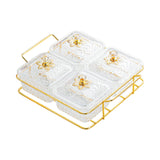 Maxbell Divided Serving Dishes Nut and Candy Serving Tray for Candy Appetizer Snacks 4 Grid Clear