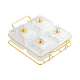 Maxbell Divided Serving Dishes Nut and Candy Serving Tray for Candy Appetizer Snacks 4 Grid Clear