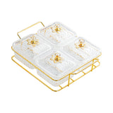 Maxbell Divided Serving Dishes Nut and Candy Serving Tray for Candy Appetizer Snacks 4 Grid Clear