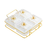 Maxbell Divided Serving Dishes Nut and Candy Serving Tray for Candy Appetizer Snacks 4 Grid Clear