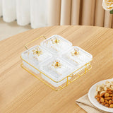Maxbell Divided Serving Dishes Nut and Candy Serving Tray for Candy Appetizer Snacks 4 Grid Clear