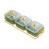 Maxbell Divided Serving Dishes Nut and Candy Serving Tray for Candy Appetizer Snacks 3 Grid Green