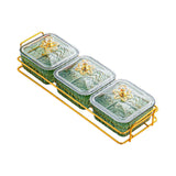 Maxbell Divided Serving Dishes Nut and Candy Serving Tray for Candy Appetizer Snacks 3 Grid Green