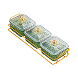 Maxbell Divided Serving Dishes Nut and Candy Serving Tray for Candy Appetizer Snacks 3 Grid Green
