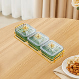Maxbell Divided Serving Dishes Nut and Candy Serving Tray for Candy Appetizer Snacks 3 Grid Green