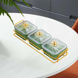 Maxbell Divided Serving Dishes Nut and Candy Serving Tray for Candy Appetizer Snacks 3 Grid Green