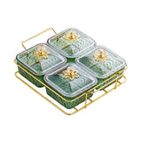 Maxbell Divided Serving Dishes Nut and Candy Serving Tray for Candy Appetizer Snacks 4 Grid Green