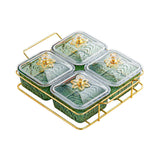 Maxbell Divided Serving Dishes Nut and Candy Serving Tray for Candy Appetizer Snacks 4 Grid Green