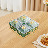 Maxbell Divided Serving Dishes Nut and Candy Serving Tray for Candy Appetizer Snacks 4 Grid Green
