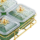 Maxbell Divided Serving Dishes Nut and Candy Serving Tray for Candy Appetizer Snacks 4 Grid Green