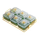 Maxbell Divided Serving Dishes Nut and Candy Serving Tray for Candy Appetizer Snacks 6 Grid Green