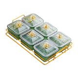 Maxbell Divided Serving Dishes Nut and Candy Serving Tray for Candy Appetizer Snacks 6 Grid Green