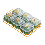 Maxbell Divided Serving Dishes Nut and Candy Serving Tray for Candy Appetizer Snacks 6 Grid Green