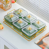 Maxbell Divided Serving Dishes Nut and Candy Serving Tray for Candy Appetizer Snacks 6 Grid Green