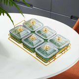 Maxbell Divided Serving Dishes Nut and Candy Serving Tray for Candy Appetizer Snacks 6 Grid Green