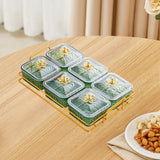 Maxbell Divided Serving Dishes Nut and Candy Serving Tray for Candy Appetizer Snacks 6 Grid Green