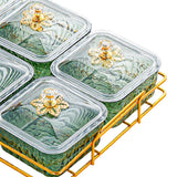 Maxbell Divided Serving Dishes Nut and Candy Serving Tray for Candy Appetizer Snacks 6 Grid Green